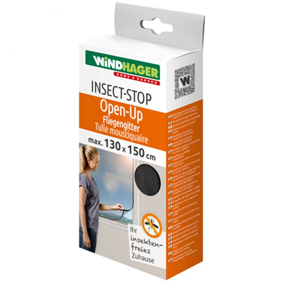 Windhager Insektenschutz Open-Up Für Fenster Anthrazit 130x150 Cm Fliegengitter – Bild 4