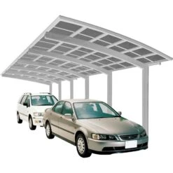 XIMAX Aluminium Carport Portoforte Tandem Edelstahl-Optik Unterstand