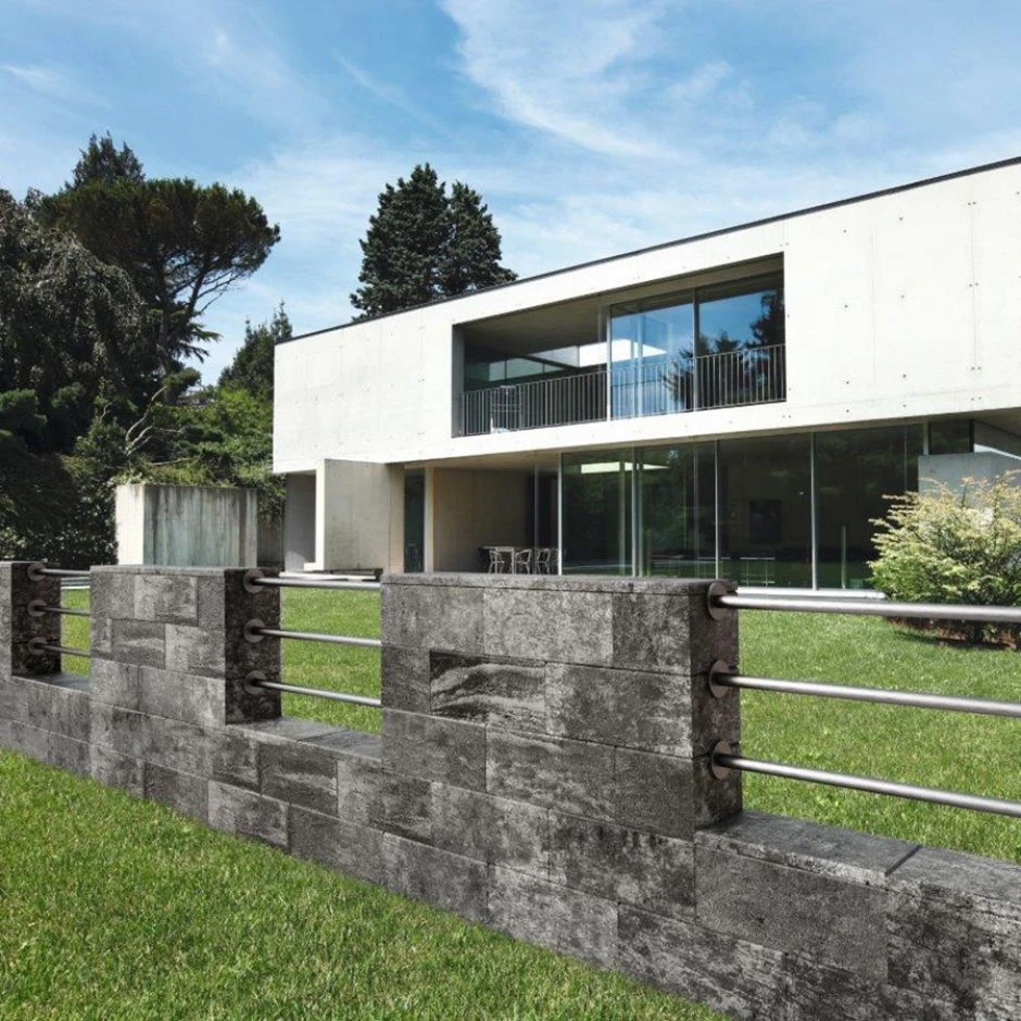 WESERWABEN Gartenmauer Vario-Line Mauerstein Einsatzstein Rankhilfe Anthrazit-Weiß – Bild 5