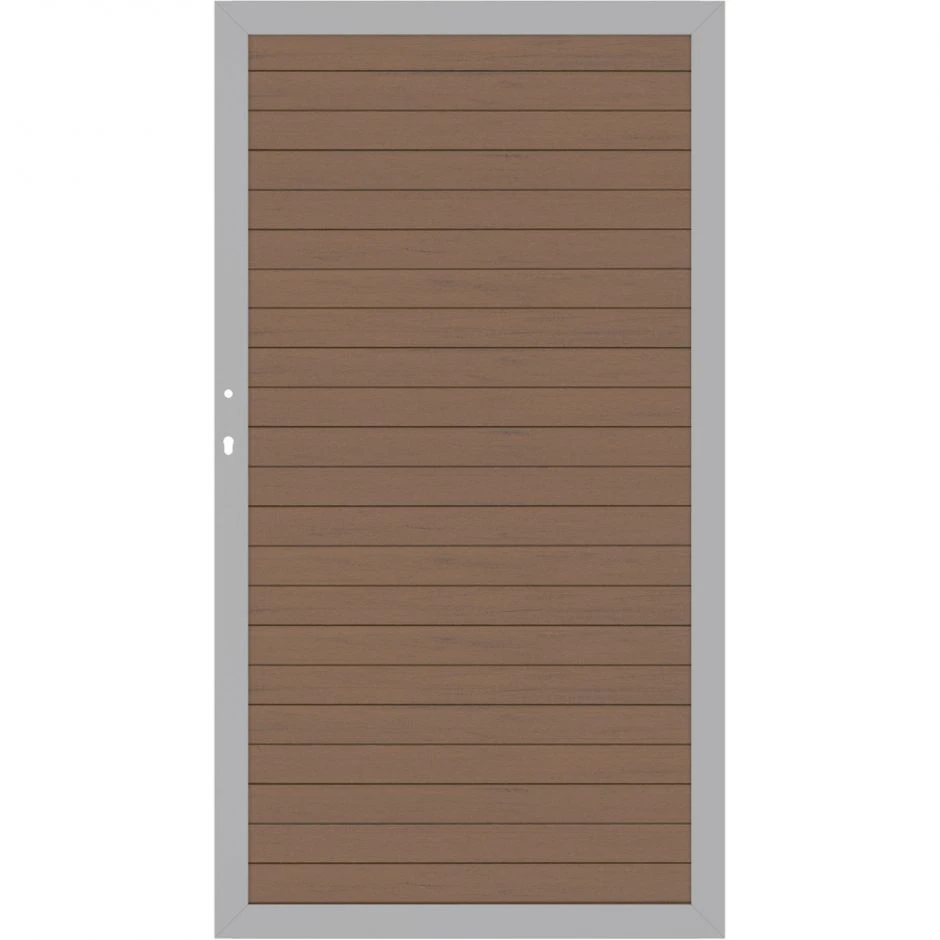 TraumGarten Sichtschutzzaun SYSTEM WPC CLASSIC Gartentor Mandel/Silber â Bild 2