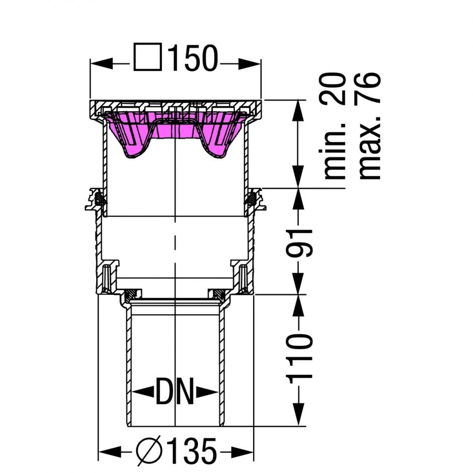 KESSEL Kellerablauf Auslauf Senkrecht 150x150 Mm Bodenablauf â Bild 3
