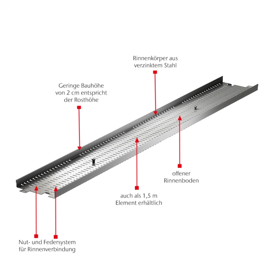 ACO Holzterrassenrinne Profiline Verzinkt â Bild 2