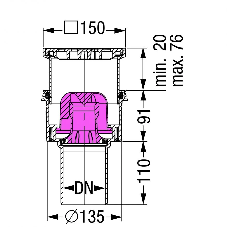 KESSEL Kellerablauf Auslauf Senkrecht 150x150 Mm Bodenablauf â Bild 2