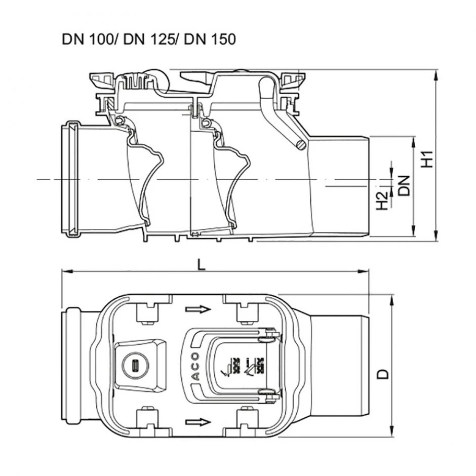 ACO Rückstaudoppelverschluss Triplex Typ-2 Freiliegende Rohrleitung – Bild 3