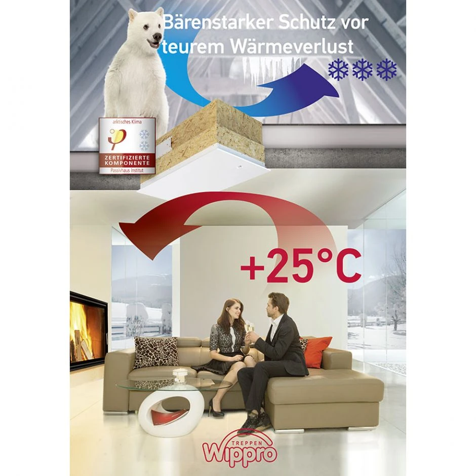 Wippro Dachbodentreppe Klimatec 160, U-Wert 0,21 W/(m²K) – Bild 8