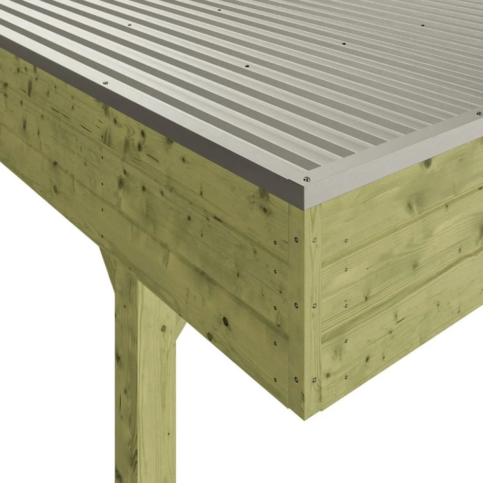 Skan Holz Doppelcarport Friesland Mit Seitenwänden Und Rückwand Imprägniert Unterstand – Bild 3