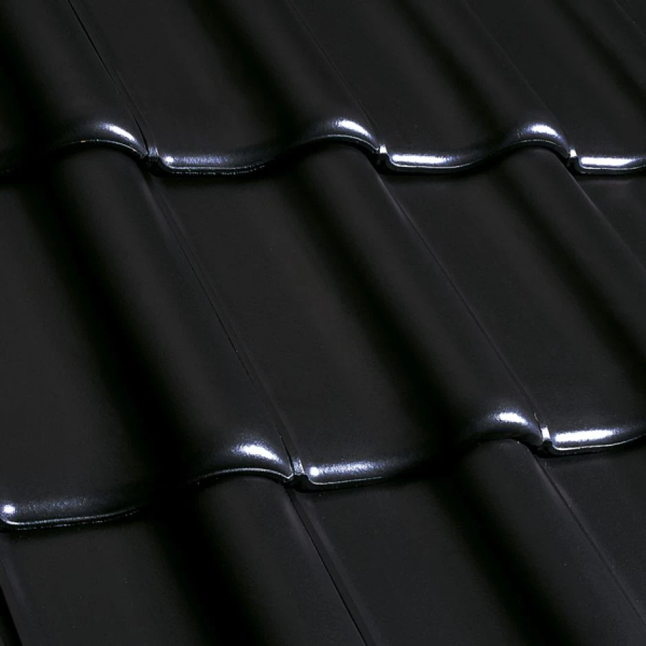 Erlus Flachdachpfanne E58 SL Diamantschwarz Edelengobiert Dachziegel â Bild 2