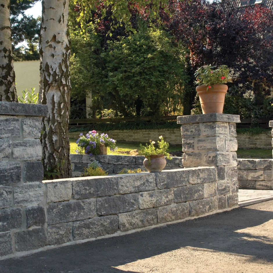 KANN Bruchsteinmauer Vermont Nero Bianco Mauerabdeckplatte â Bild 2