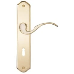 Griffwelt Langschild-Garnitur Carrara Messing Poliert-matt Türklinke Türgriff