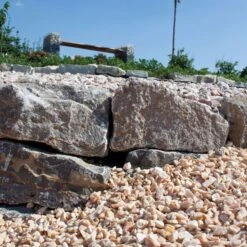 Mauersteine Naturstein Gartenmauer Muschelkalk Braun-grau