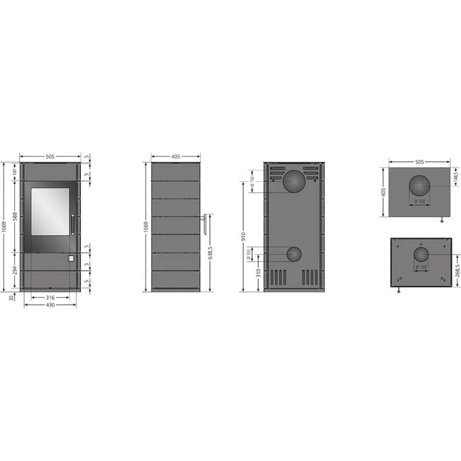 Justus Kaminofen Tova (W+) Stahl Schwarz â Bild 5