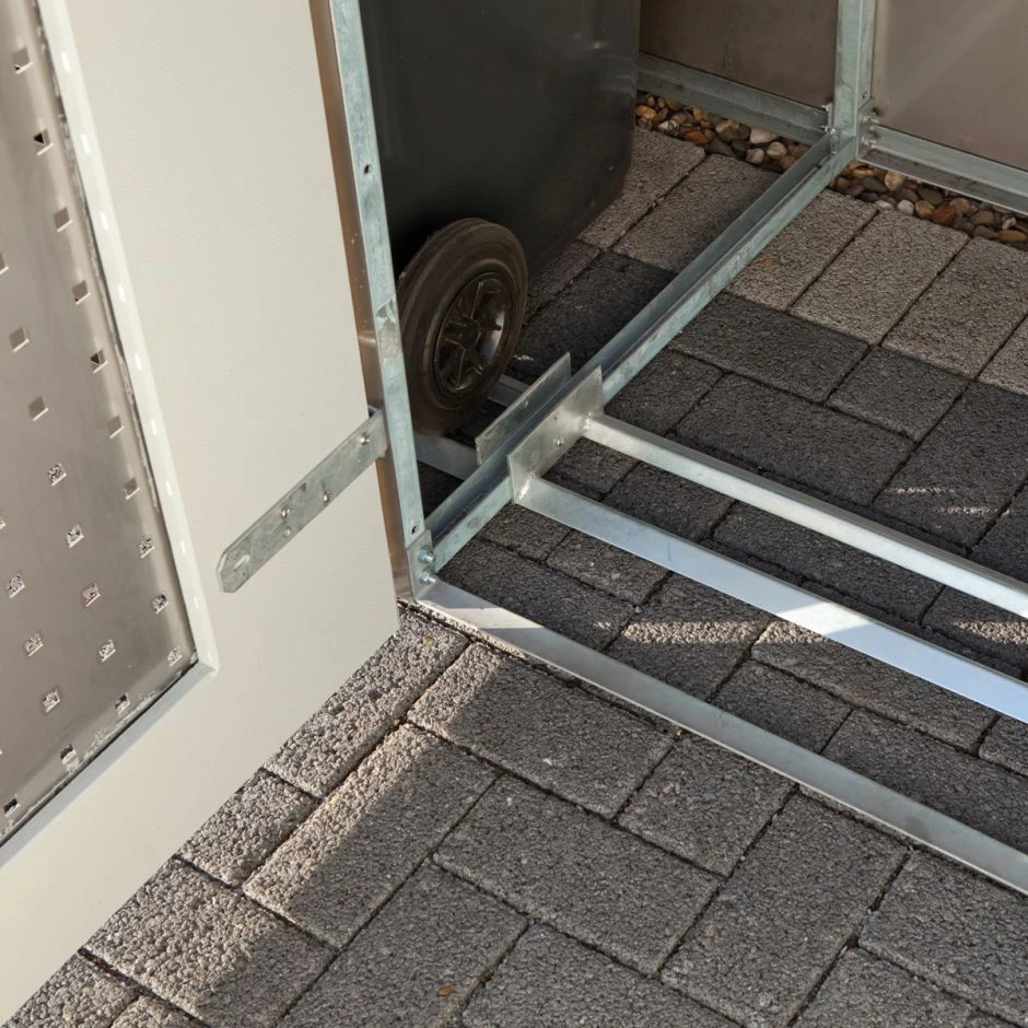 Binto Mülltonnenbox 3er-Box HPL-Schiefer Edelstahl-Klappdeckel Mülltonnenverkleidung – Bild 3