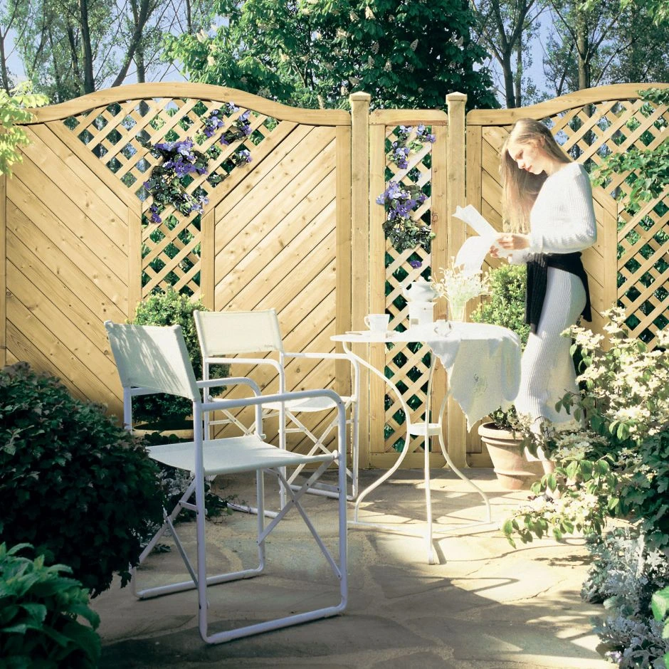 TraumGarten Sichtschutzzaun GADA Holz Mit Krone Und V-Gitter â Bild 3