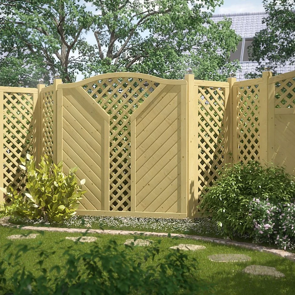 TraumGarten Sichtschutzzaun GADA Holz Mit Krone Und V-Gitter â Bild 2