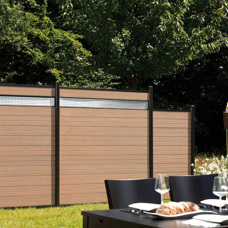 TraumGarten Sichtschutzzaun SYSTEM WPC CLASSIC Zaunfeld-Set Mandel/Silber â Bild 3