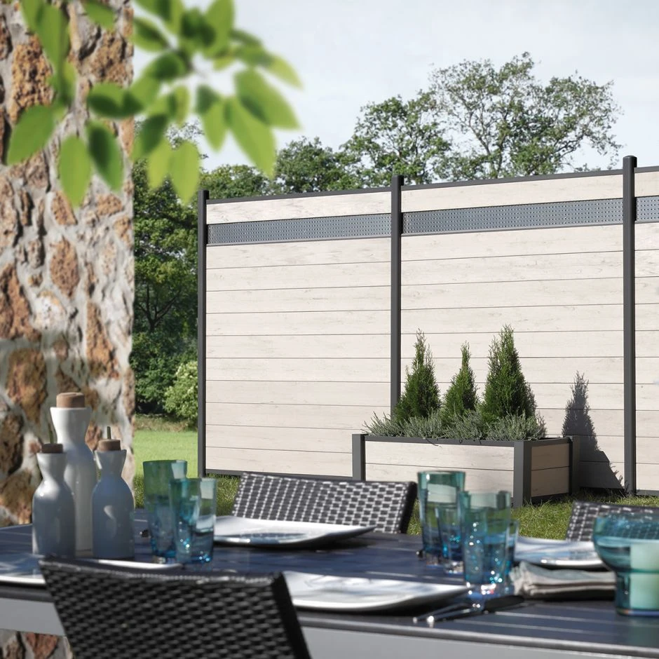 TraumGarten Sichtschutzzaun SYSTEM WPC CLASSIC Zaunfeld-Set Sand/Anthrazit â Bild 3