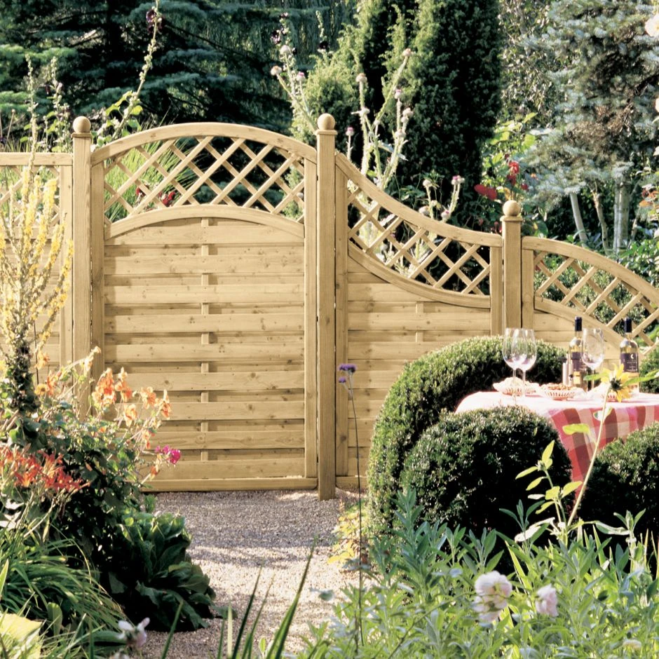 TraumGarten Sichtschutzzaun Holz XL Gitter-rund-oben â Bild 2