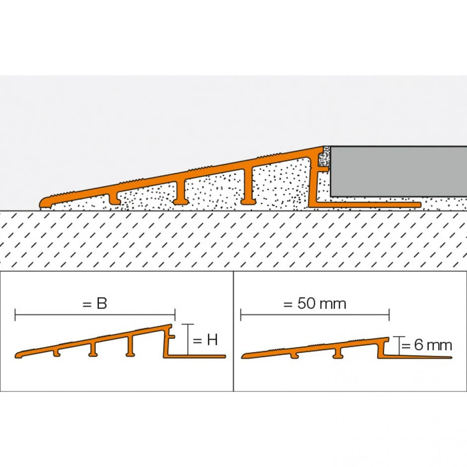 Schlüter-RENO RAMP AE Übergangsprofil Aluminium 12,5x65mm – Bild 2