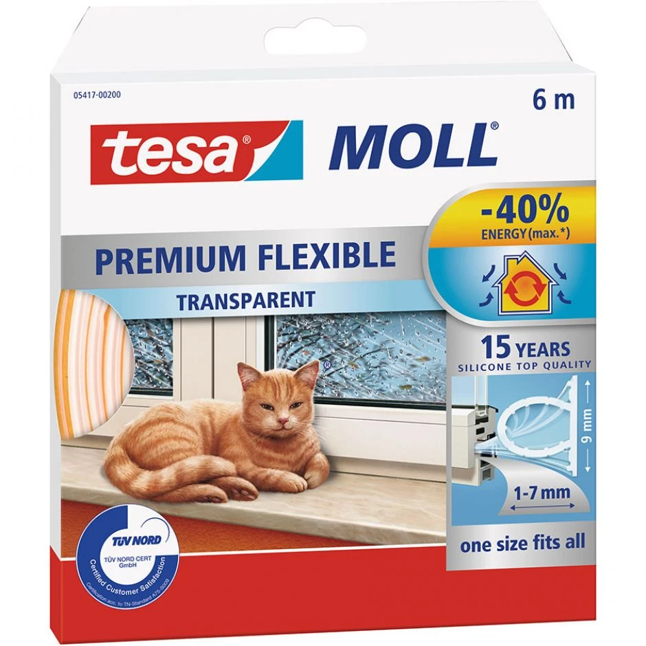 Tesamoll Fensterdichtung / Türdichtung Premium Flexible Silikondichtung