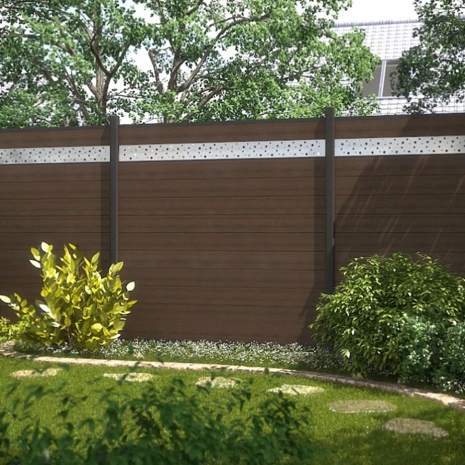 TraumGarten Sichtschutzzaun SYSTEM WPC PLATINUM Braun, Leiste Anthrazit â Bild 3