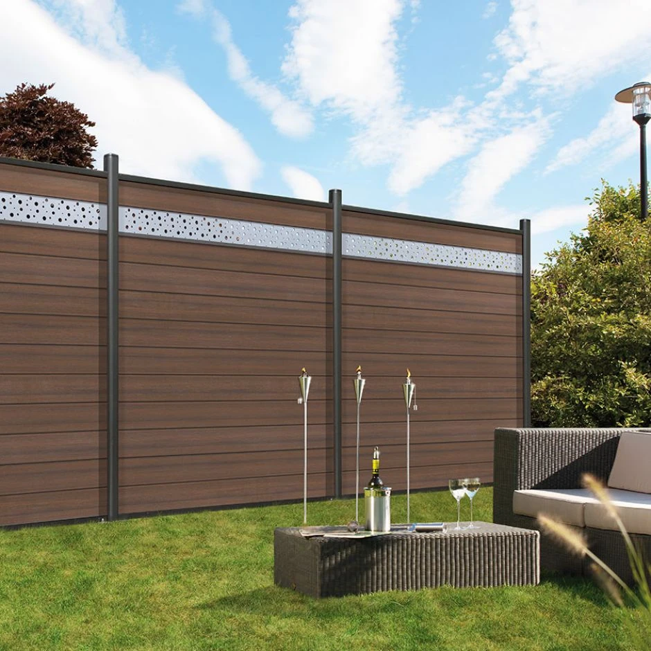 TraumGarten Sichtschutzzaun SYSTEM WPC PLATINUM Braun, Leiste Anthrazit â Bild 2