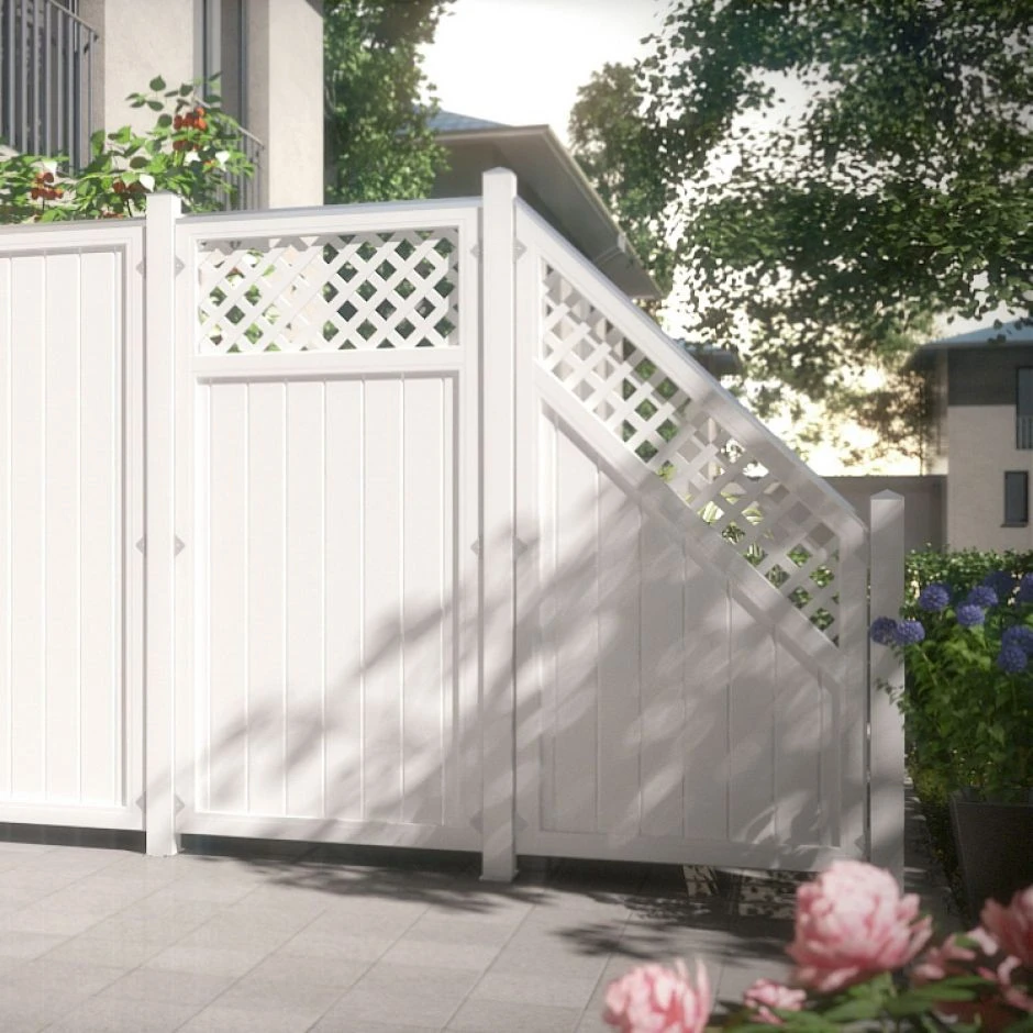 TraumGarten Sichtschutzzaun LONGLIFE RIVA Mit Gitter Weiß – Bild 3