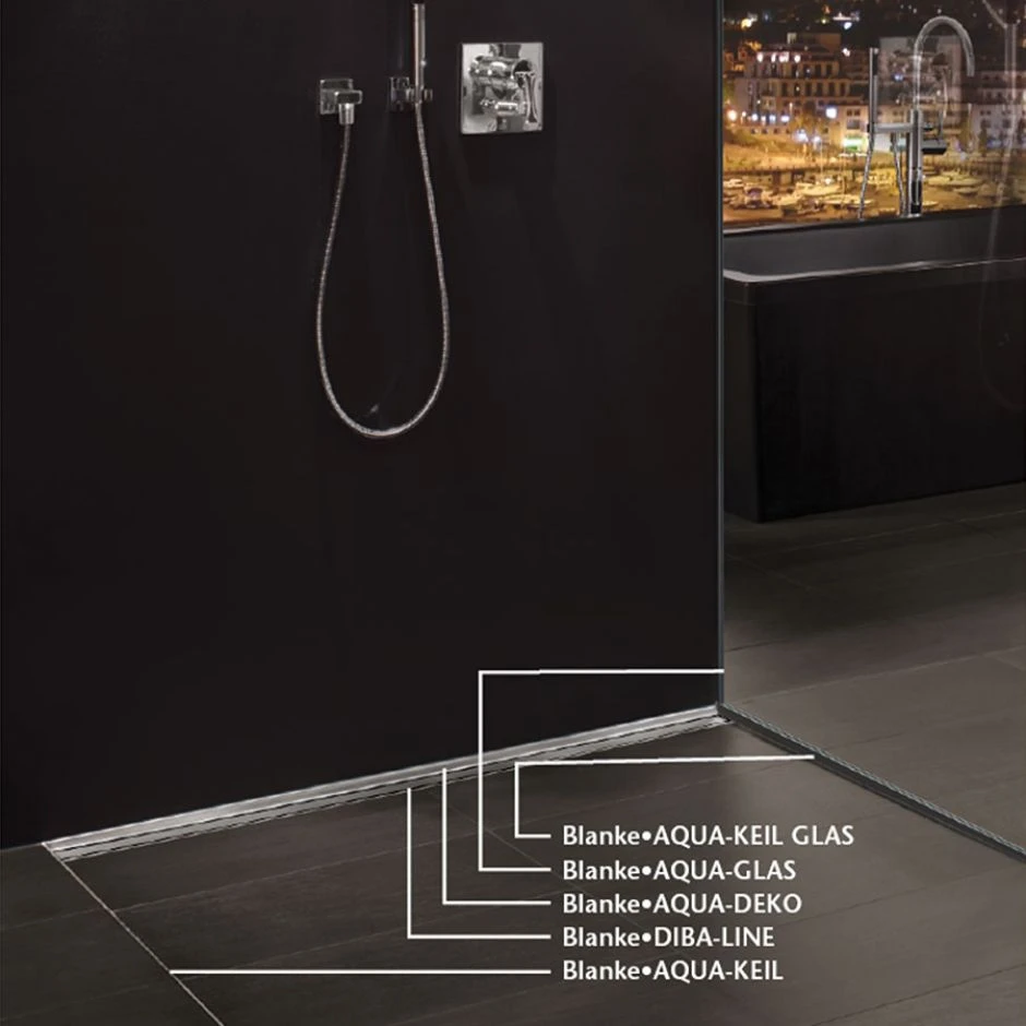 BLANKE Fliesenschiene Gefällekeil AQUA-KEIL GLAS Edelstahl Gebürstet 1480x42mm – Bild 5